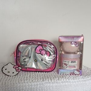 Hello Kitty Girlhoodcore Feminine Cute Cosmetic Bags and Silky Skin Spa Bundle